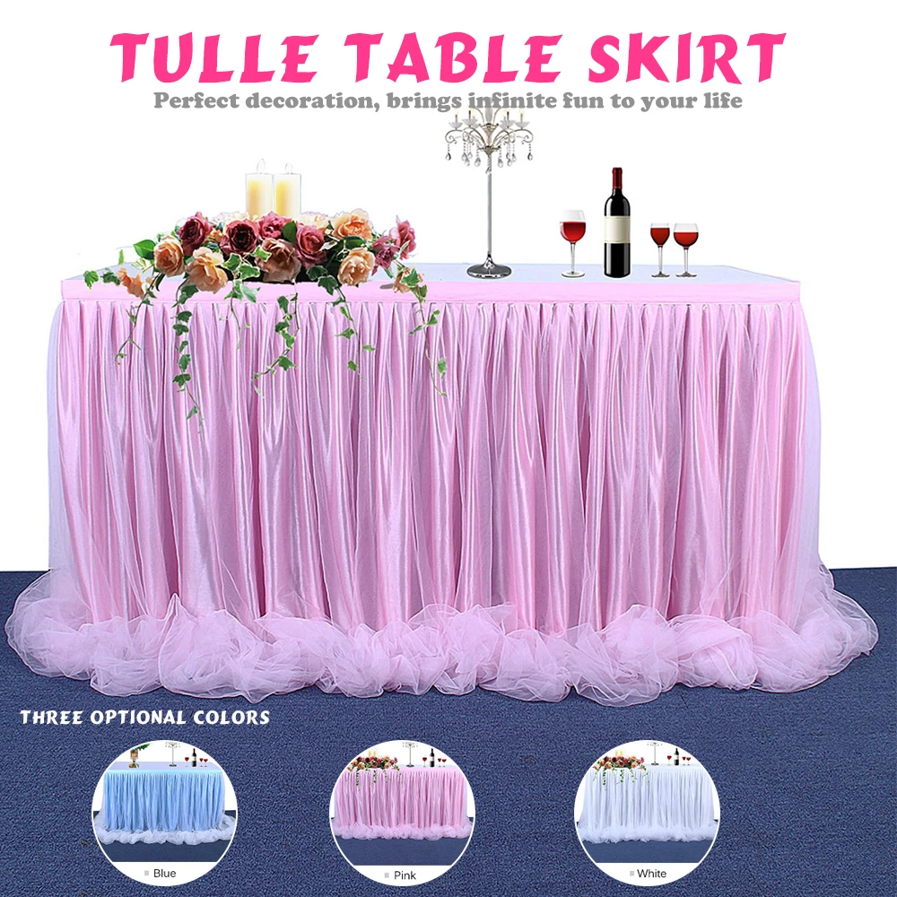 

6 Colors Handmade Tulle Tutu Table Skirt Tableware Cloth Magic For Party Wedding Banquet Home Decoration Wedding Table Skirting