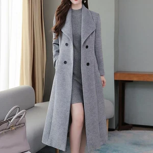 Women's Coat 2022 Fashion Spring And Winter Woolen Swing Long Coat Women Ladies Thicken Lapel Slim F