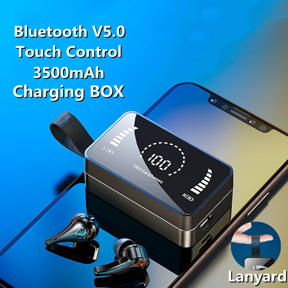 TWS стереонаушники с поддержкой Bluetooth и зарядным футляром на 3500 мА · ч|Наушники