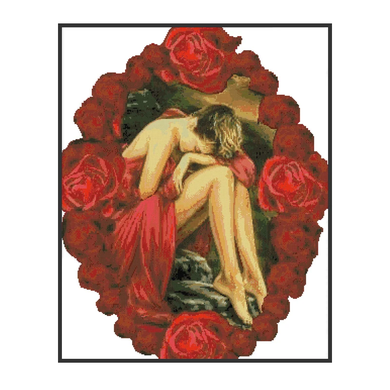 

Набор для вышивки крестом «сделай сам», Набор для вышивки крестиком с изображением красоты и цветов, 11 карат, с напечатанным рисунком на хол...