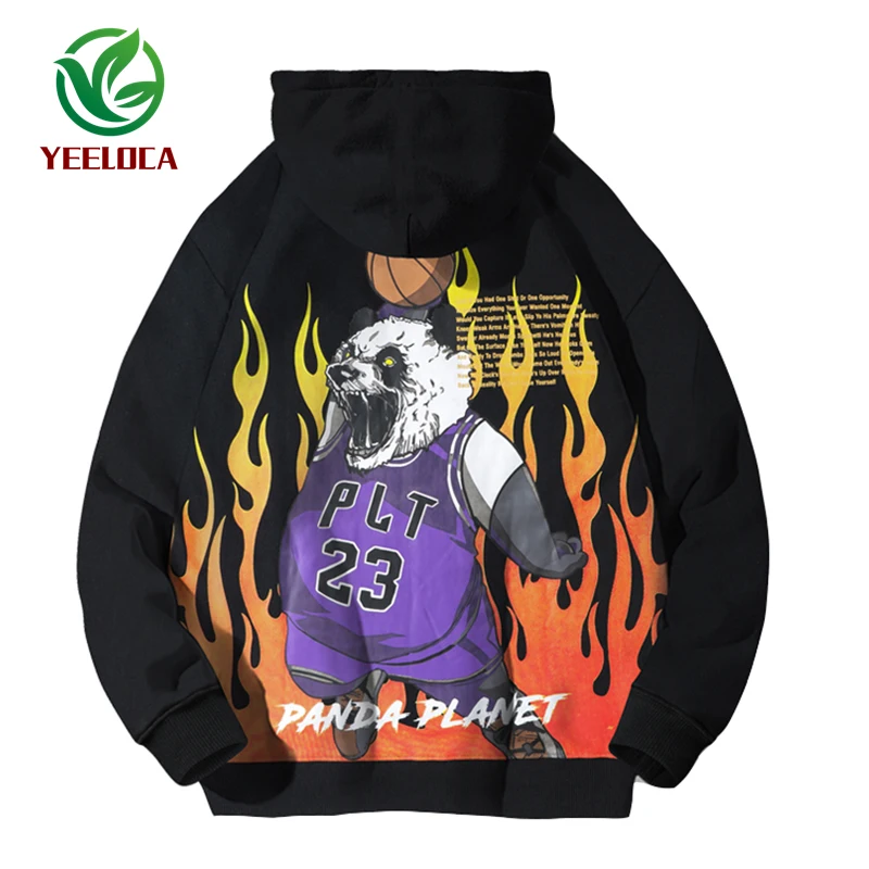 Осень-зима 2019 хип-хоп Толстовка для мужчин повседневная пара уличная панда принт