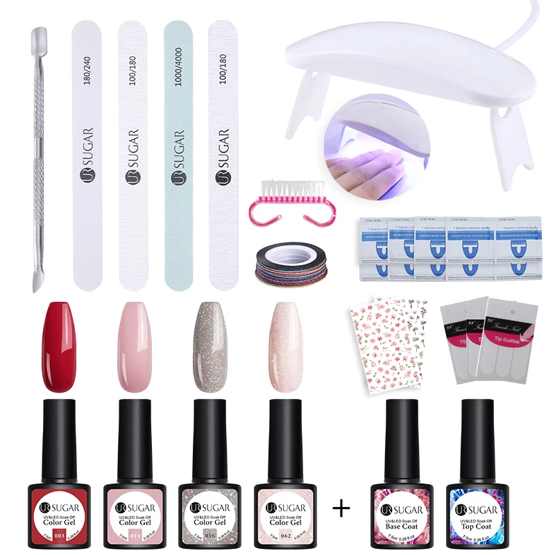 Набор для ногтей UR SUGAR светодиодная лампа сушки с 10 гель лаками отмачиваемый Гель