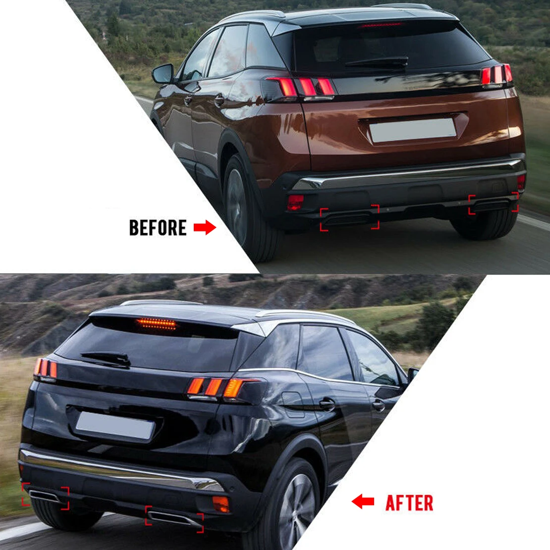 2 шт. хромированные накладки на глушитель выхлопной трубы для Peugeot 3008 2016 2017 2018 2019 |