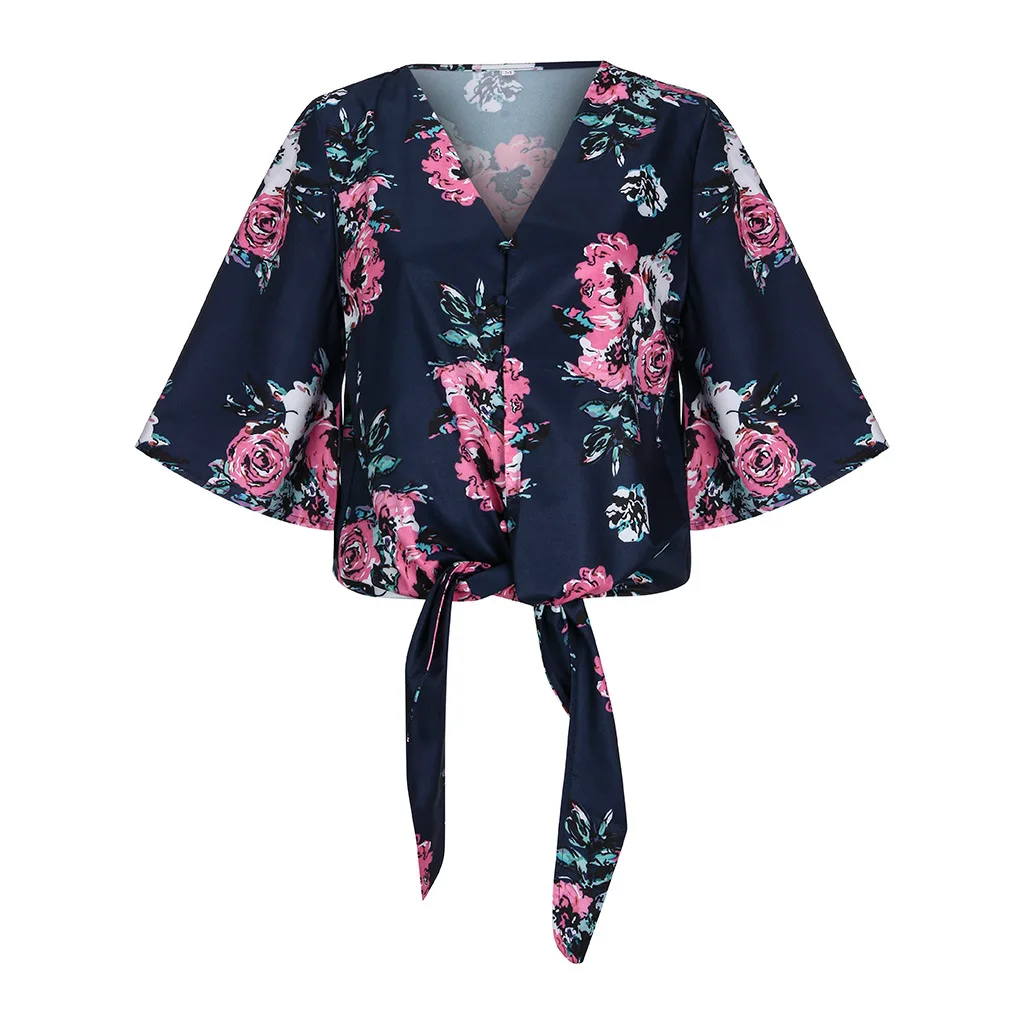 

New Summer Women Chiffon Tops Tees Blouses Ruffles Plus Sizes Button Bow Boho Floral Elegant Lady Sexy Casual Shirts