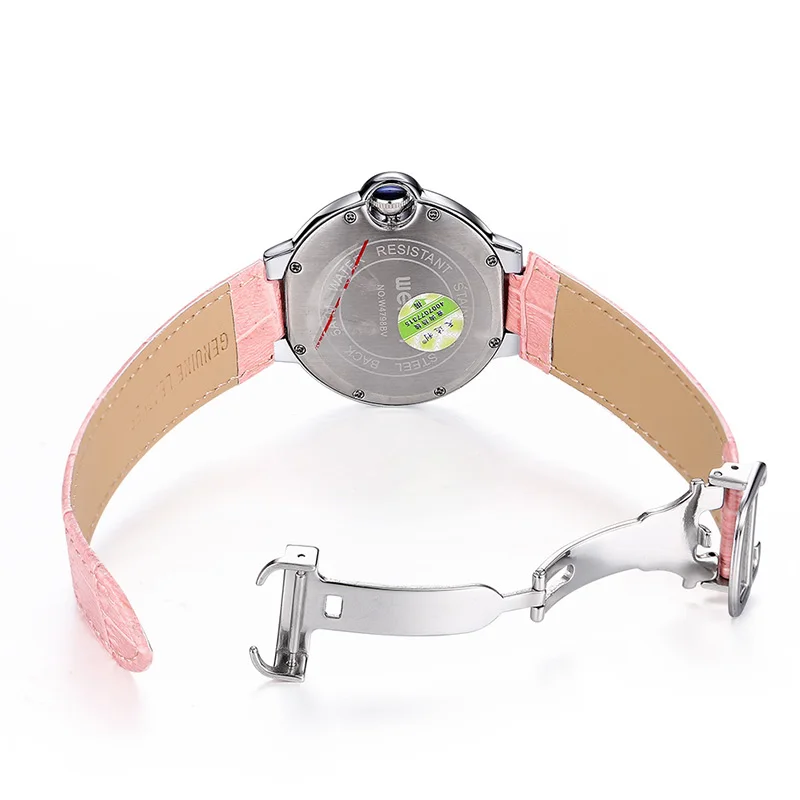 

WEIQIN Date Rome Style 50m Waterproof Silver Case Genuine Leather Strap Watches Women Lady Fashion Dress Wrist Watch Hours Clock