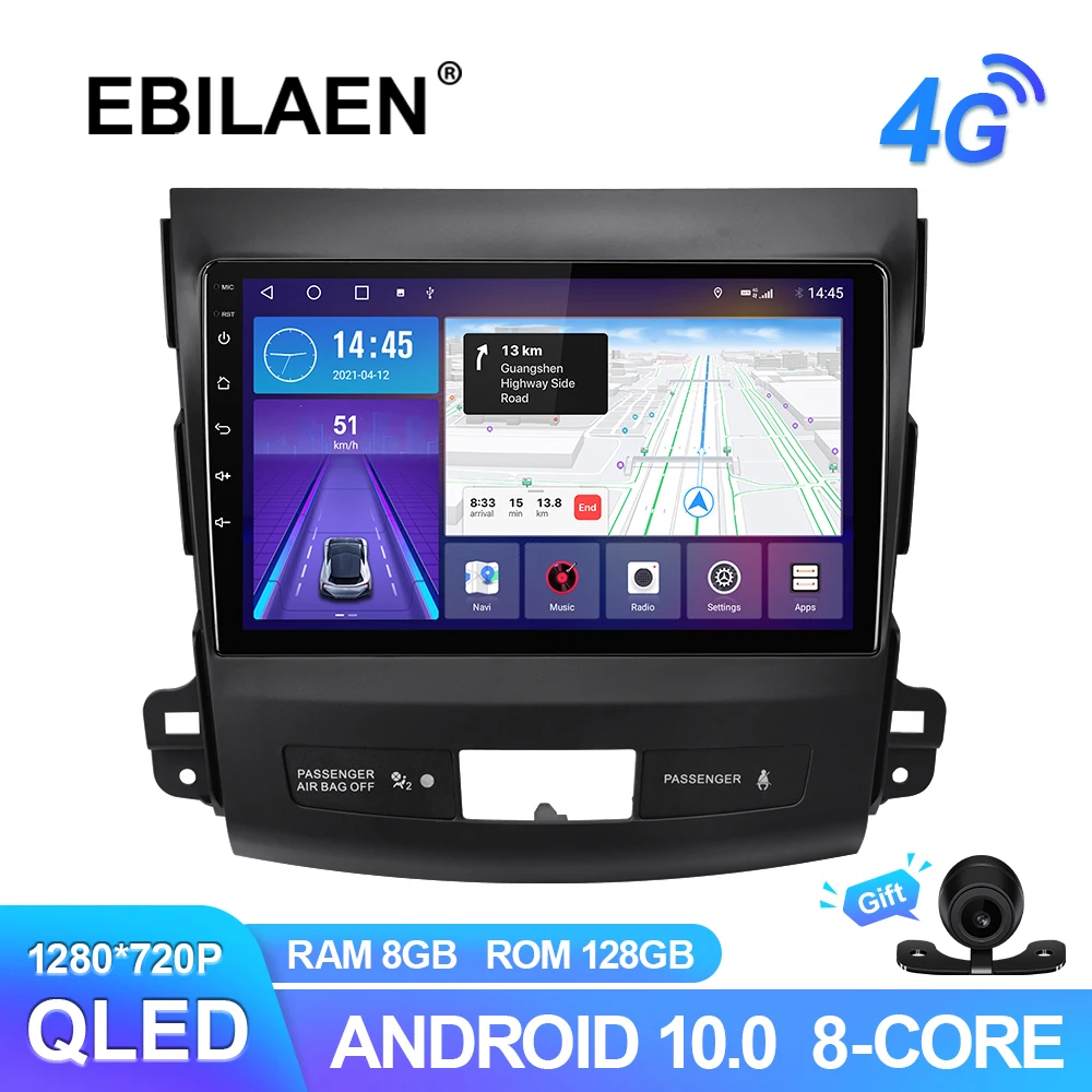 EBILAEN Android 10 0 автомобильный радиоплеер для Mitsubishi Outlander xl 2005-2014 мультимедийный