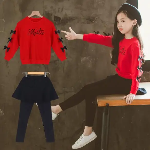 Одежда для девочек осенний костюм модная детская рубашка с длинными рукавами и