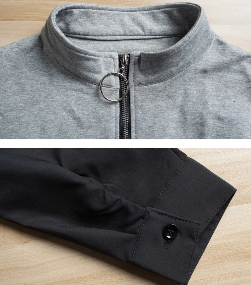 

2021 spring Casual Dress Retro Stitching Harajuku Dress Zipper Drawstring Casual sports dress