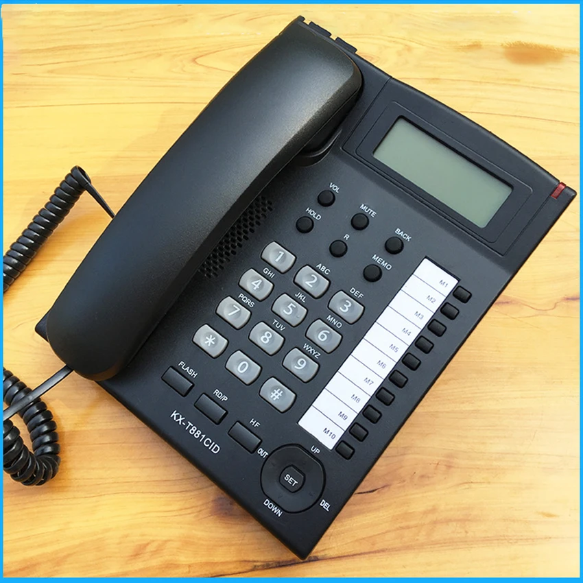 desktop corded telephone wired landline phone for homehoteloffice handsfree with blue backlit caller id in english free global shipping