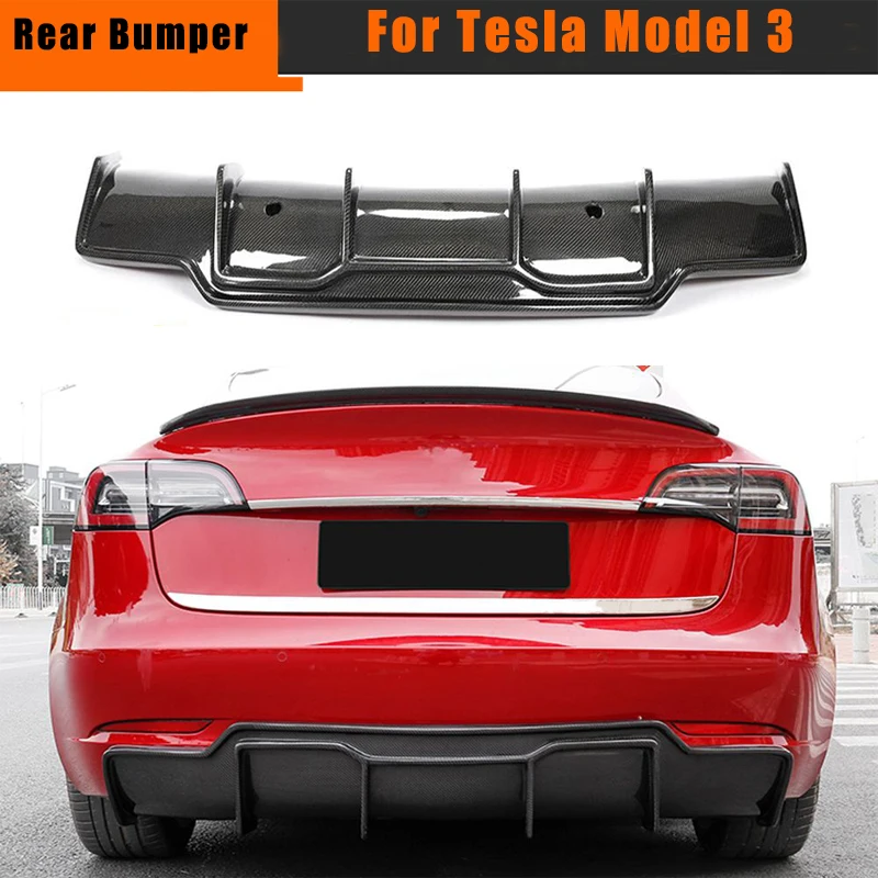 

Диффузор для заднего бампера из углеродного волокна, защита для губ для Tesla Model 3 2015-2019, диффузор для заднего бампера, спойлер для подбородка