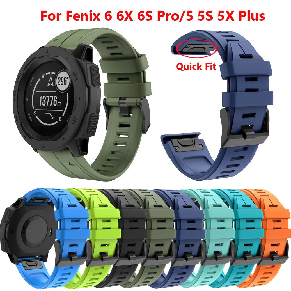 Ремешок силиконовый для Garmin fenix 6 6X 6S Pro 5 5S 5X Plus сменный Браслет наручных часов