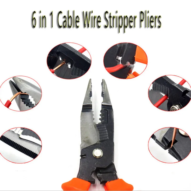 

6 In 1 Multifunctional Electrician Pliers Wire Stripper Cutter Professional Pliers Cable Separation Trimming Hand DIY Tool