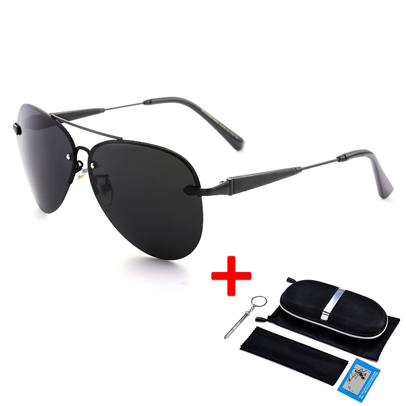 

Sunglasses Men Polarized Driving Glasses UV400 Brand Designer Pilot Eyewear Metal Rimless Retro