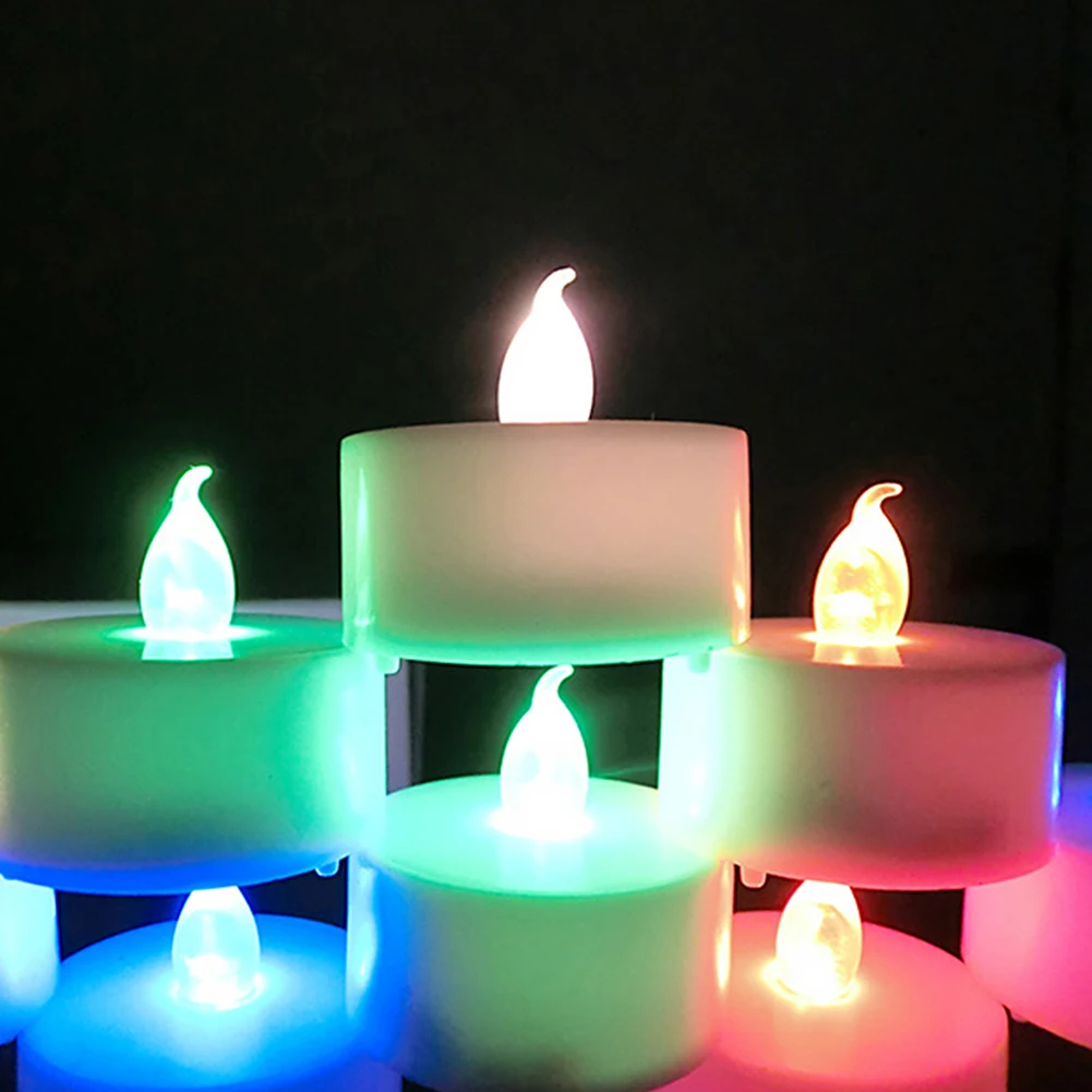 

12Pcs LED Tealight Candles Flameless 7-Colors Changing LED Tea Lights Flickering Light Festival Birthday Atmosphere Lamp Decor
