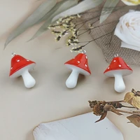 10pcs 3d red mushroom resin charms dangle for jewelry accessory cute mushroom pendant fit necklace keyring earring finding