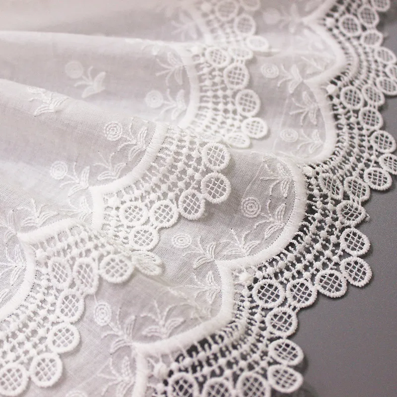 New Pure- Cotton Cloth +milk-silk Double Layer Embroidery Lace Trim Handmade DIY Clothes Accessories Width22cm 3Yard/lot | Дом и сад