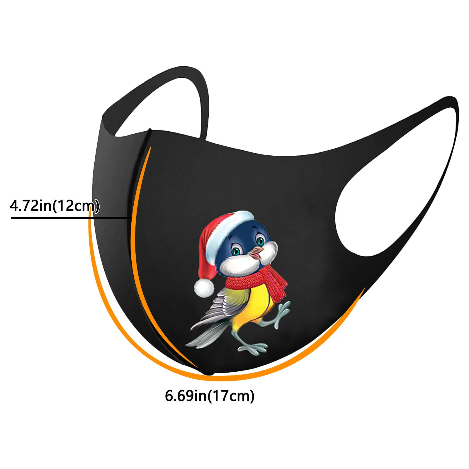 

5PCS Christmas Mask Cute Animal Print Black Masks For Adults Outdoor sun Protection Dustproof Washable Cotton Face Masks masque