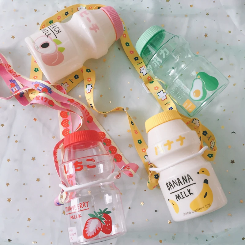 

480ml Plastic Water Bottle Tour Drinking Bottle Yakult Shape Cute Kawaii Milk Carton Shaker Bottle For Kids/Girl/Adult Glass