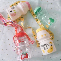 480ml cute frosted plastic fruit water bottle bpa free portable leakproof yakult shape kawaii milk carton bottle for kids girls