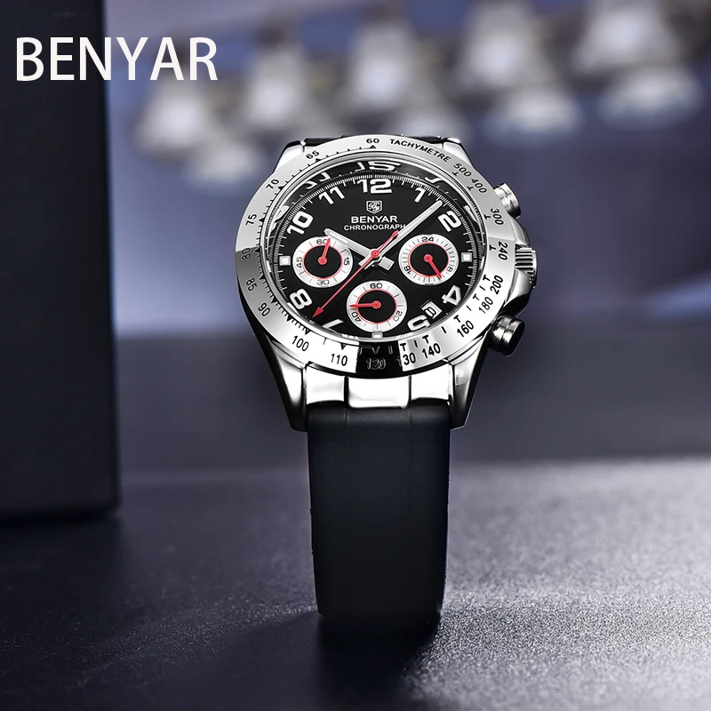 Часы мужские Кварцевые водонепроницаемые 30 м с хронографом из нержавеющей стали