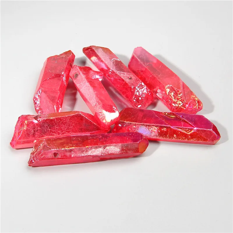 40mm 10PCS Raw Red Quartz Crystal Top Drilled Stick Beads Rock Point Pendant Jewelry Making Diy | Украшения и аксессуары