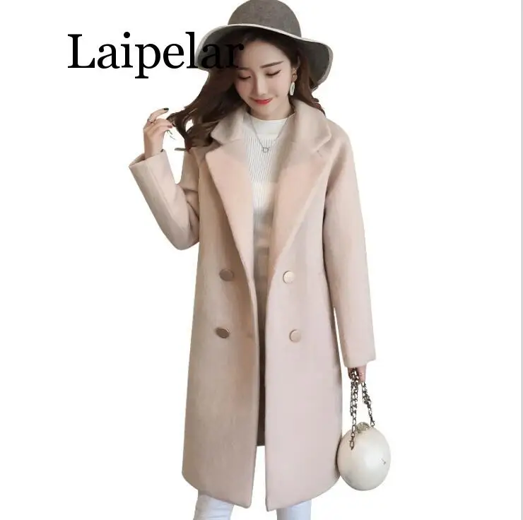 

Laipelar New 2019 Winter Slim Plus Cotton Long Wool Blends Coat Women Hardy Solid Warm Thick Office Work Lady Coats