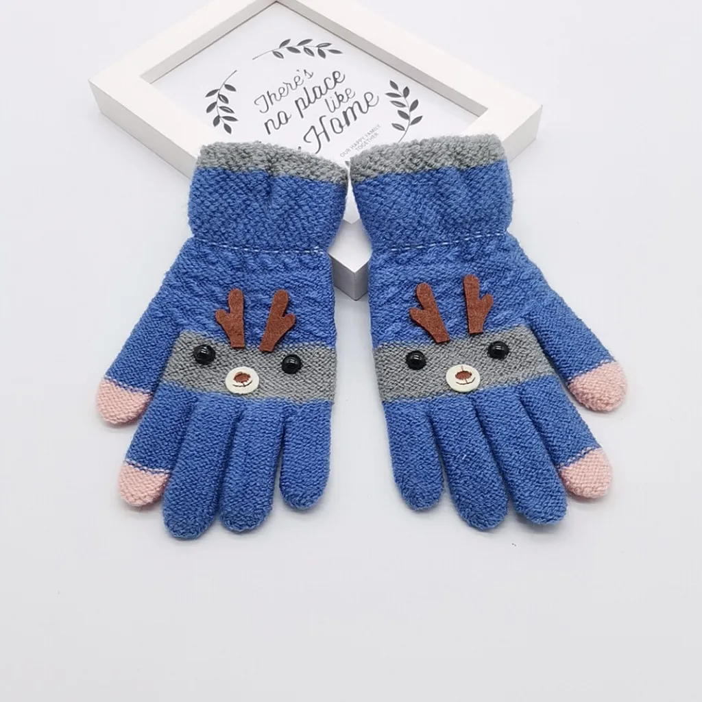 Рождественские Зимние Детские Разноцветные теплые вязаные перчатки с рисунком