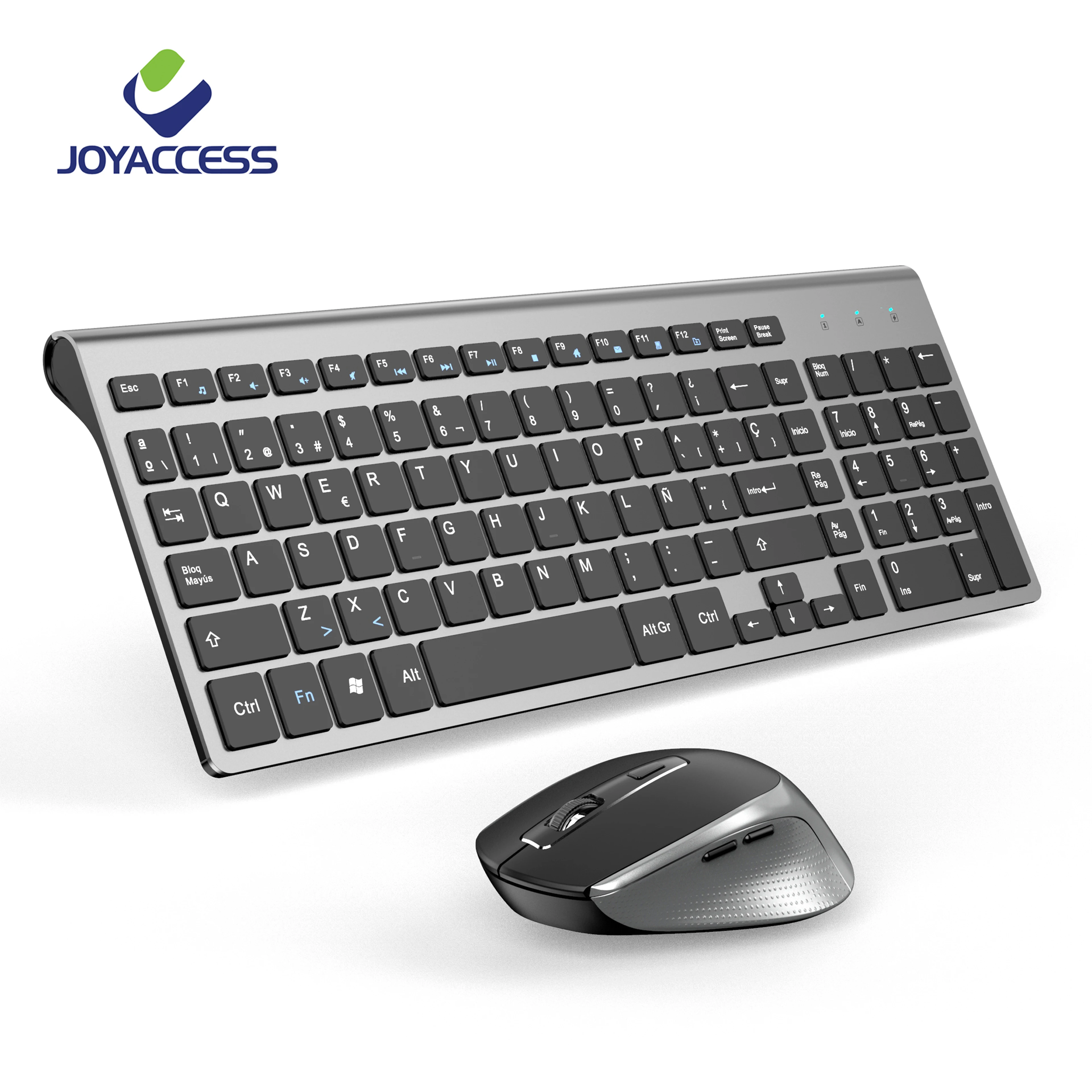Spanish Layout 2.4GHz Wireless Keyboard and Mouse Combo Slim Keyboard with Ñ Ergonomic Mouse with Side Buttons for Office PC ðšñ€ð¾ð²ð°ñ‚ð¸ 140 ñð¼