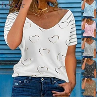 feogor 2021 summer new casual womens clothing heart shaped pattern printing fashion casual short sleeved t shirt women