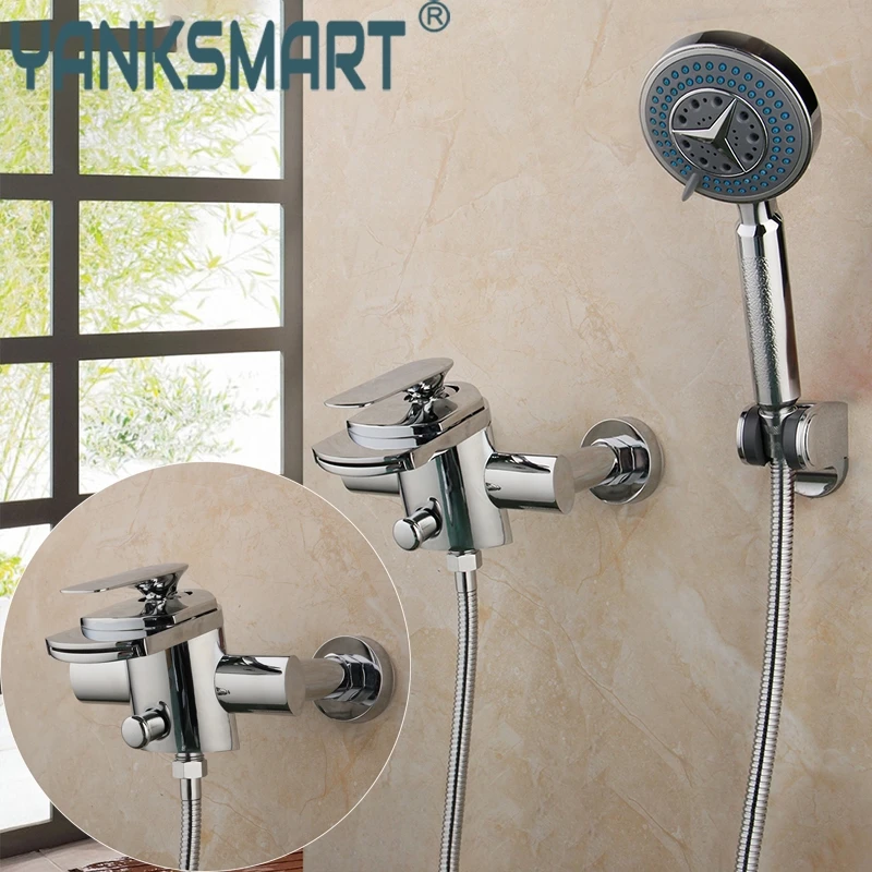 

Насадка для душа из нержавеющей стали, латунный хромированный смеситель с распылителем, лейка «Водопад», кран с одной ручкой