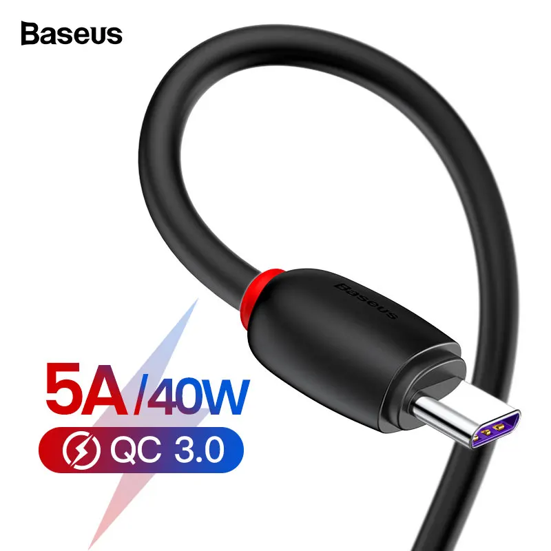 Baseus 5A usb type-C кабель для быстрой зарядки type-c кабель для huawei mate 20 P30 P20 Pro Lite Xiaomi Mi 9 samsung S10 USB-C зарядное устройство