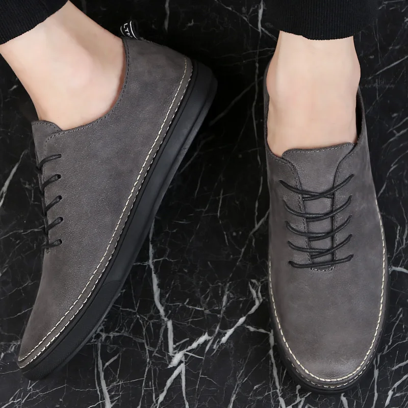 Men's Loafers Comfortable Flat Casual Shoes Men handmade sewing Breathable lace up Soft genuine Leather oxfords men | Обувь
