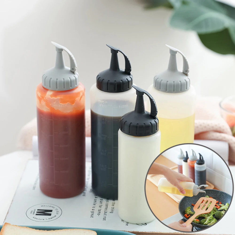 

175/350ml Condiment Squeeze Bottle Sauce Squeeze Squirt Bottle For Ketchup Mustard Mayo Sauces Olive Oil Bottles Kitchen Gadget