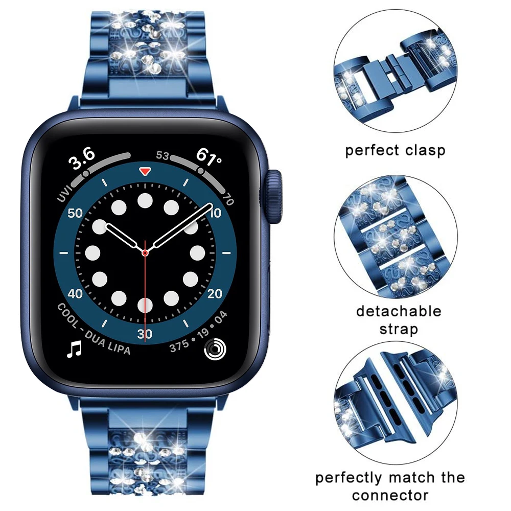 

Blue Bands For Apple Watch 6 5 4 SE 40mm 44mm watchband correa women pulseira bracelet for iwatch series 6 5 4 3 Strap 38mm 42mm