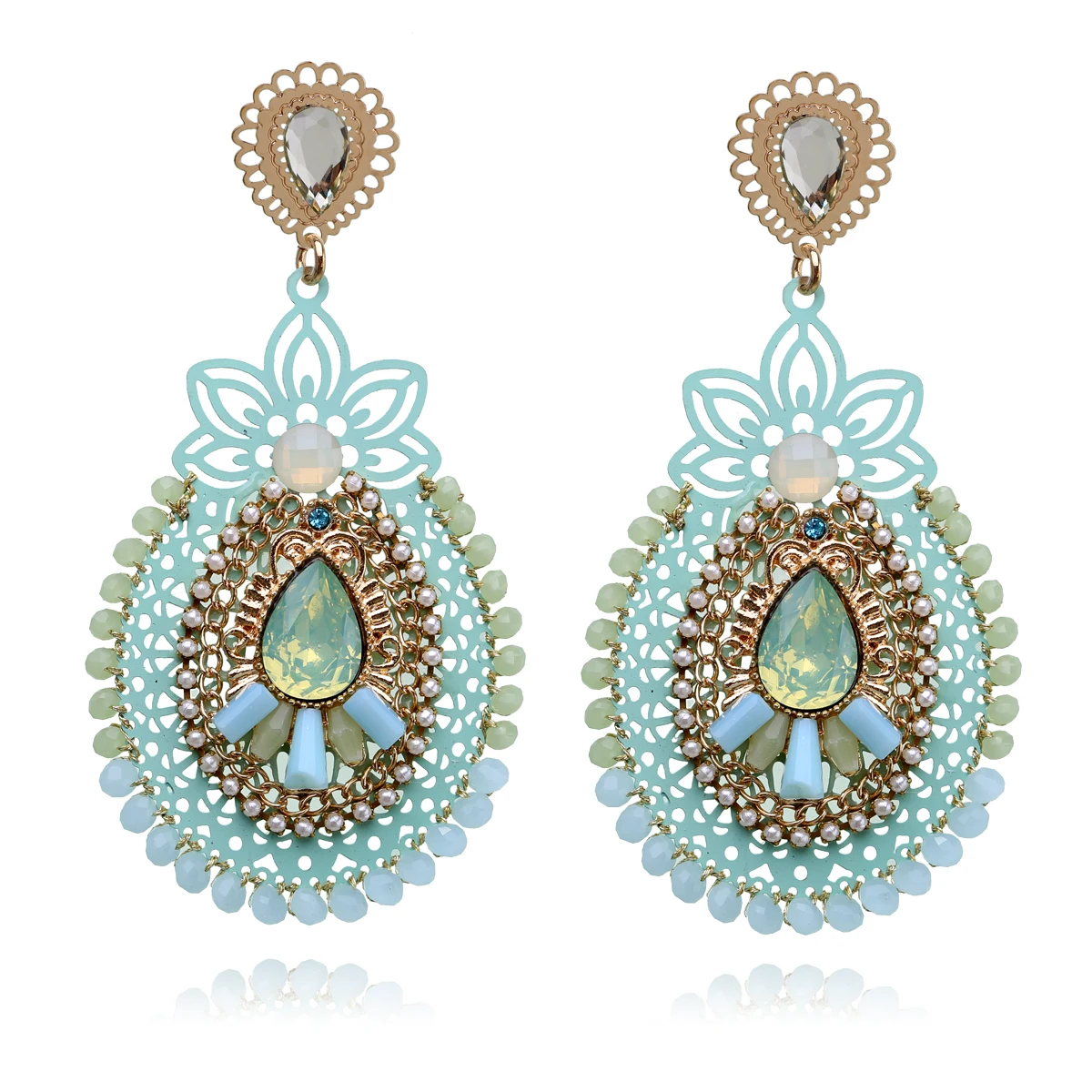 Новое поступление позолоченные ажурные висячие серьги в форме капли воды для