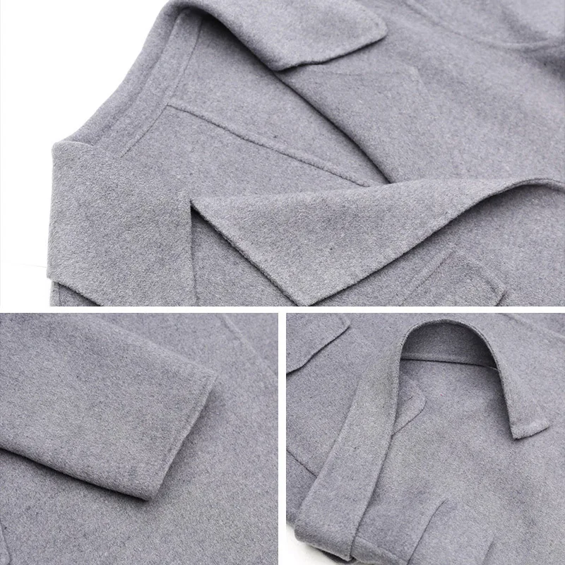 Осенне-зимнее элегантное шерстяное пальто Новое поступление женский серый