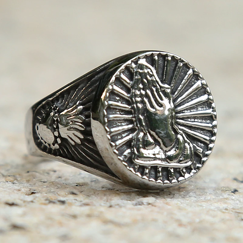 Печатка Мужская/женская из нержавеющей стали 316L винтажная молитвенная печатка с