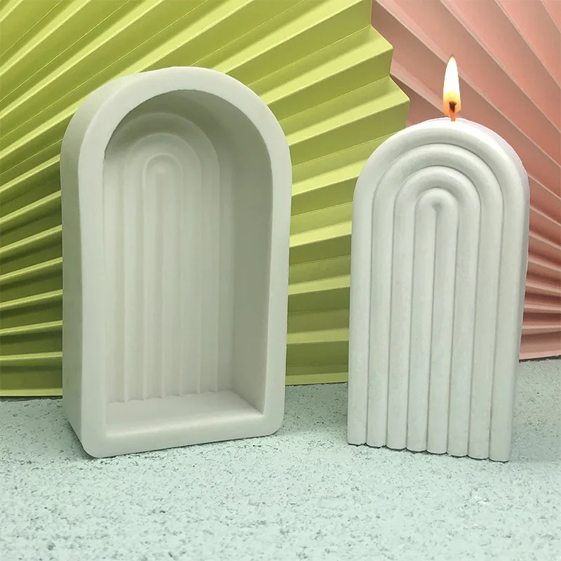 

New Arch Geometric Shape Aromatherapy Candle Silicone Mold Diy Gypsum Epoxy U-Shaped Home Decoration Cake Mold