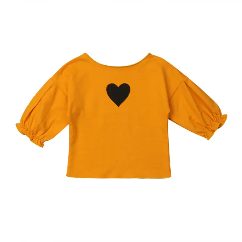 

Autumn Clothes Toddler Kids Baby Girl Heart Prints T-shirt Clothes Outfits Sets