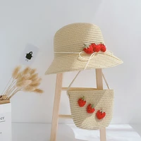 lovely summer child straw hat and handbag bags outdoor kids holiday beach sun hat girls baby cute panama cap gorros1 6 year old