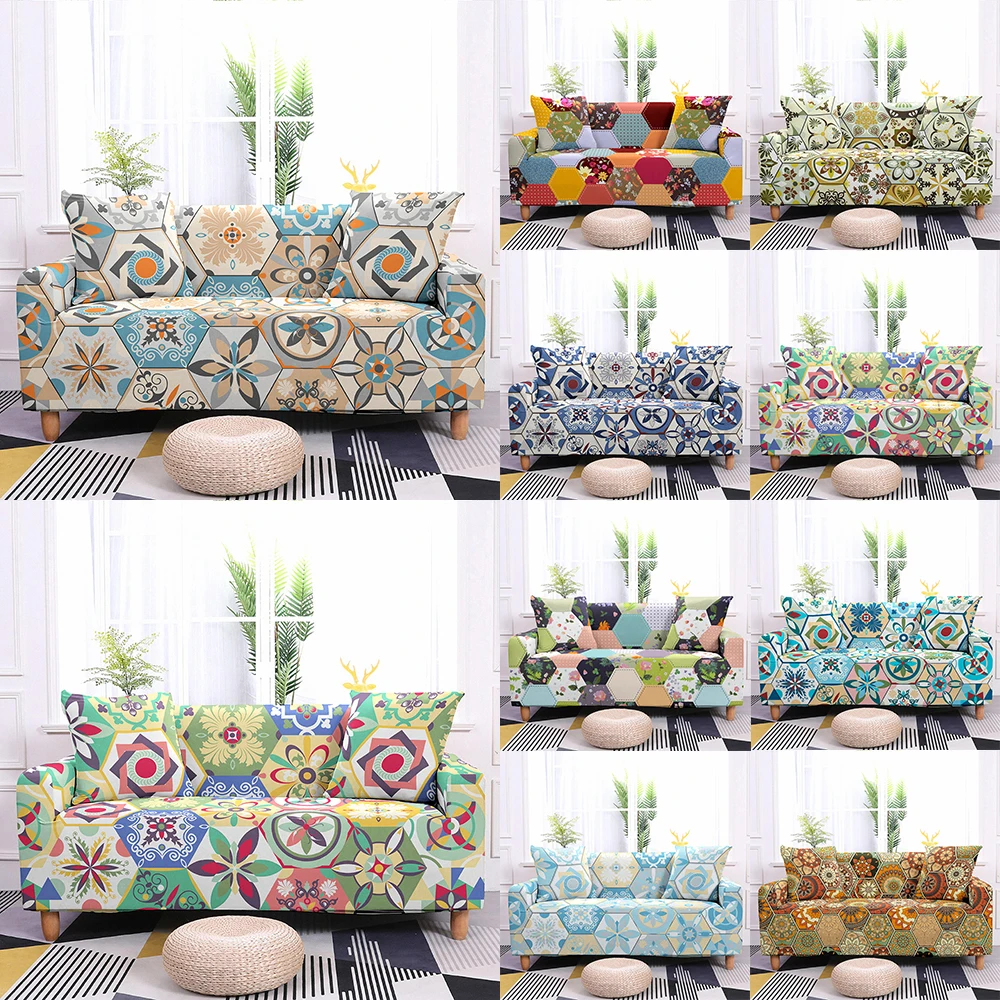 Эластичный чехол для дивана с цветочным принтом нескользящий гостиной полностью