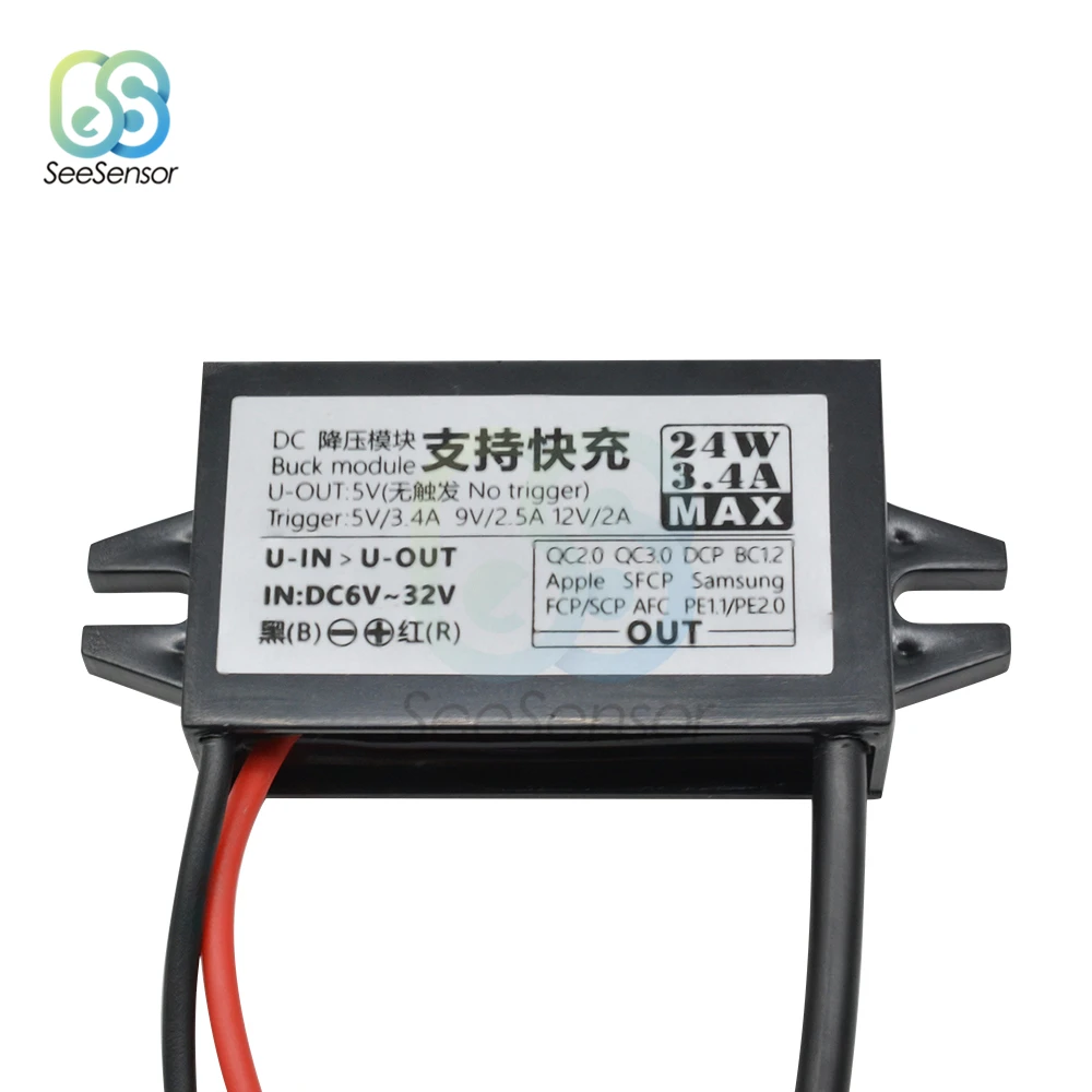 Автомобильный преобразователь питания DC-DC 12 В 24 в 5 3 4 А Вт мини USB QC2.0 0 быстрая