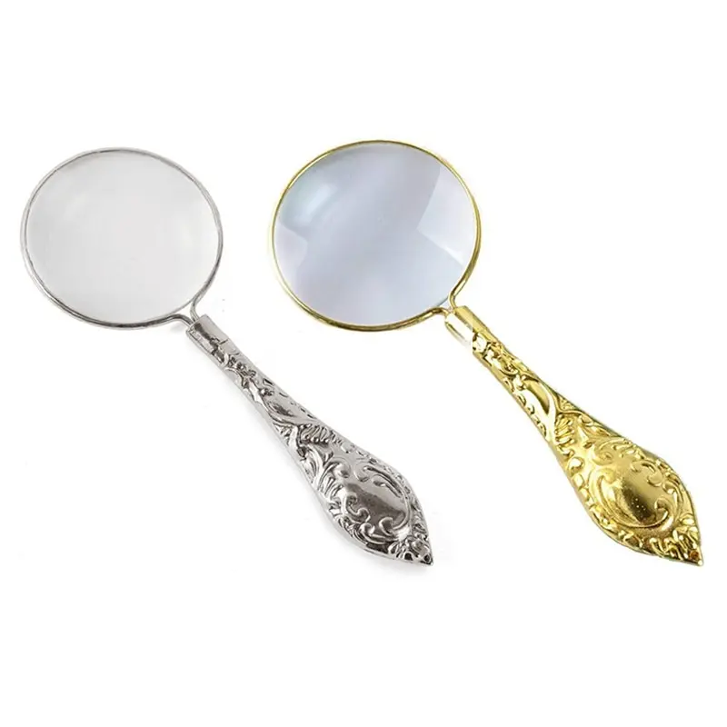 

2021 New European Delicate Pattern Handle Retro Glass Lens High-Grade Embossed Handle Reading Magnifying Glass
