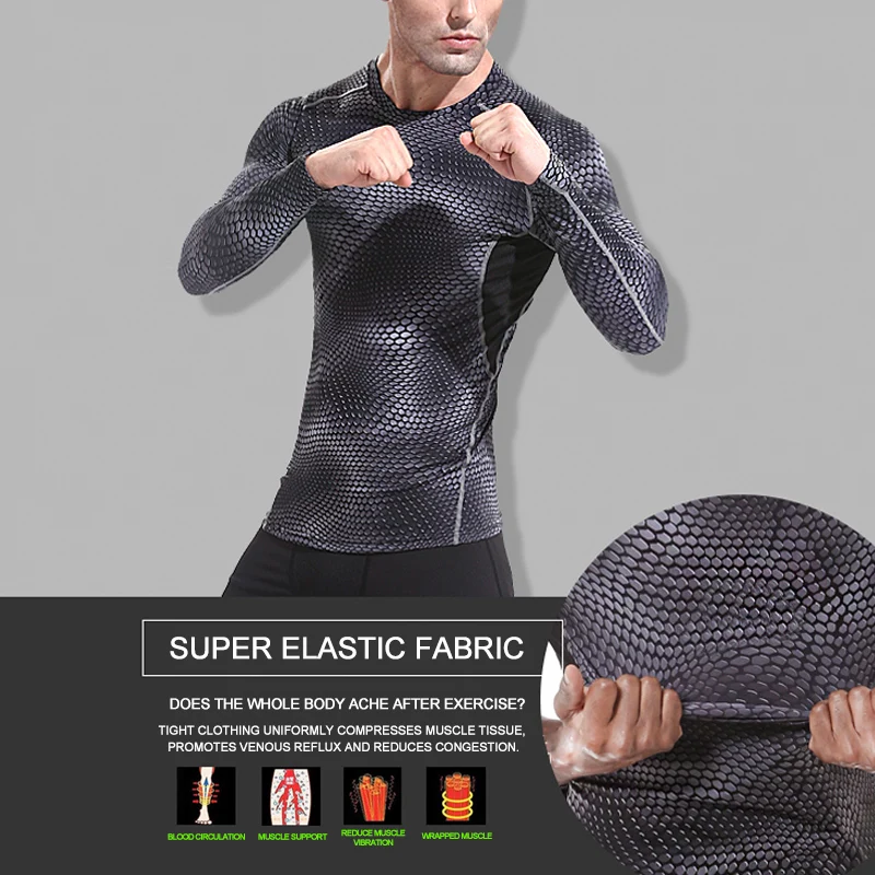 NEW 2020 Running Shirt Men T-shirt Long Sleeve Compression Shirts Gym Fitness Sport | Спорт и развлечения