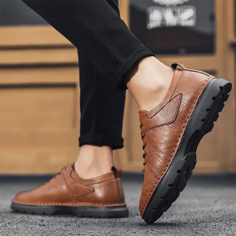 Туфли мужские замшевые классические дышащие ботинки-оксфорды на шнуровке