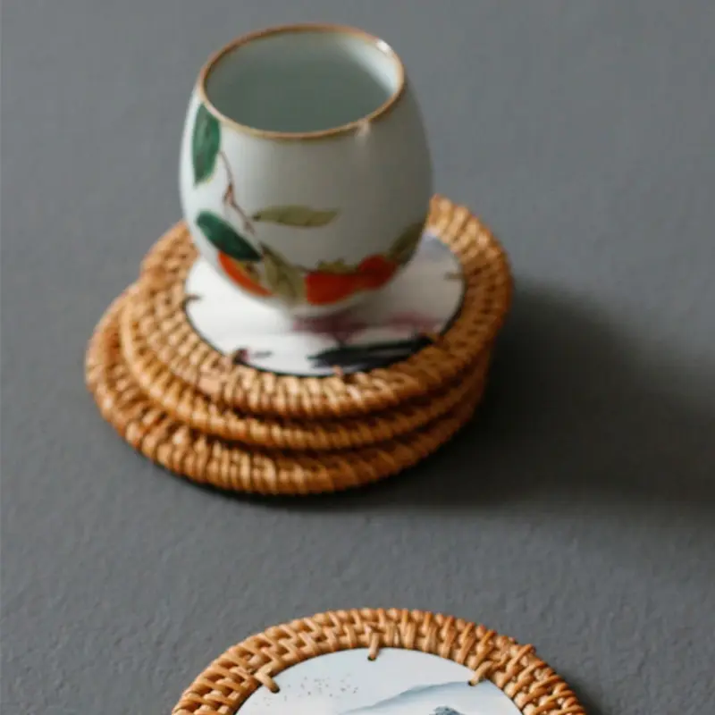 Handmade Weave Non-slip Placemat Round Insulation pads Table Mats Pads Home Decor 6pcs/lot Creative Coasters Set Cup Cushion | Дом и сад