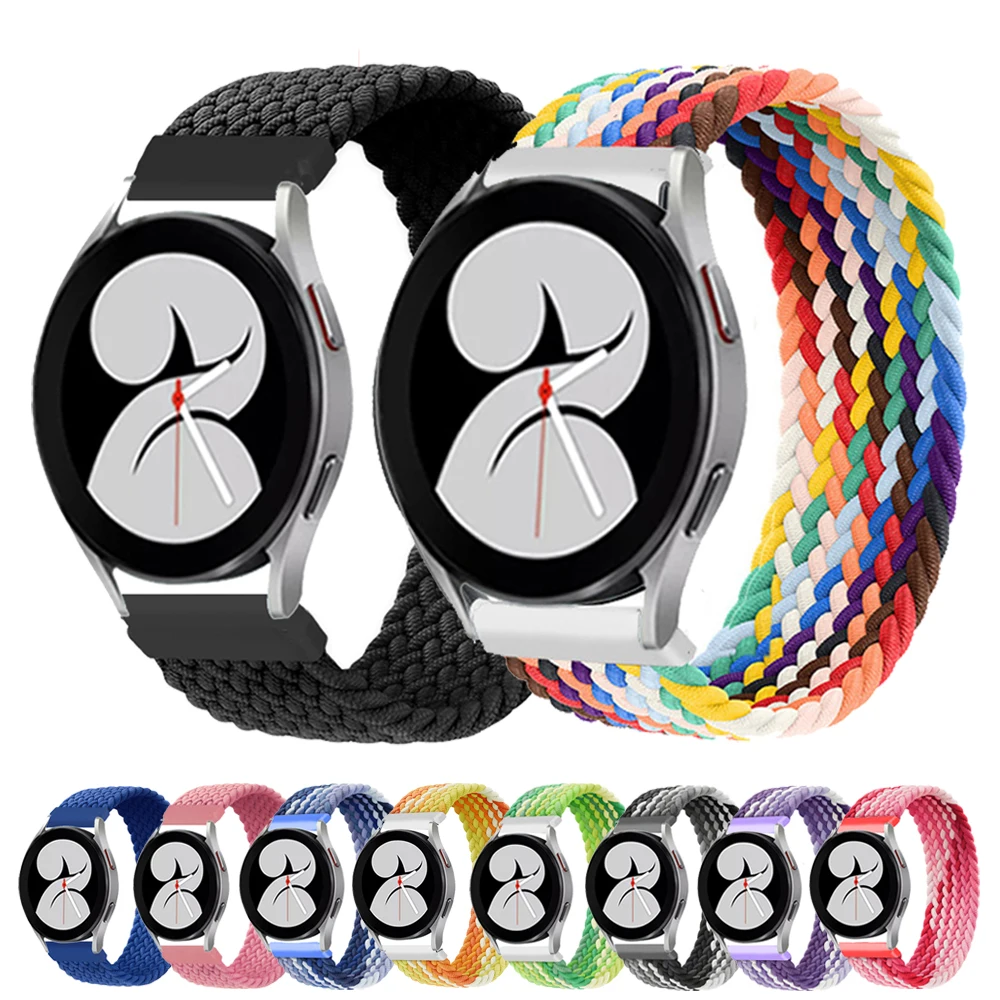 

20mm 22mm Braided Solo Loop Band for Samsung Galaxy watch 4/3 46mm 42mm active 2 40mm 44mm Gear S3 bracelet Huawei GT2 Pro strap