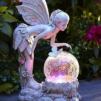 new solar energy glow resin elf girl process statue outdoor waterproof anti uv yard decoration home garden decoration