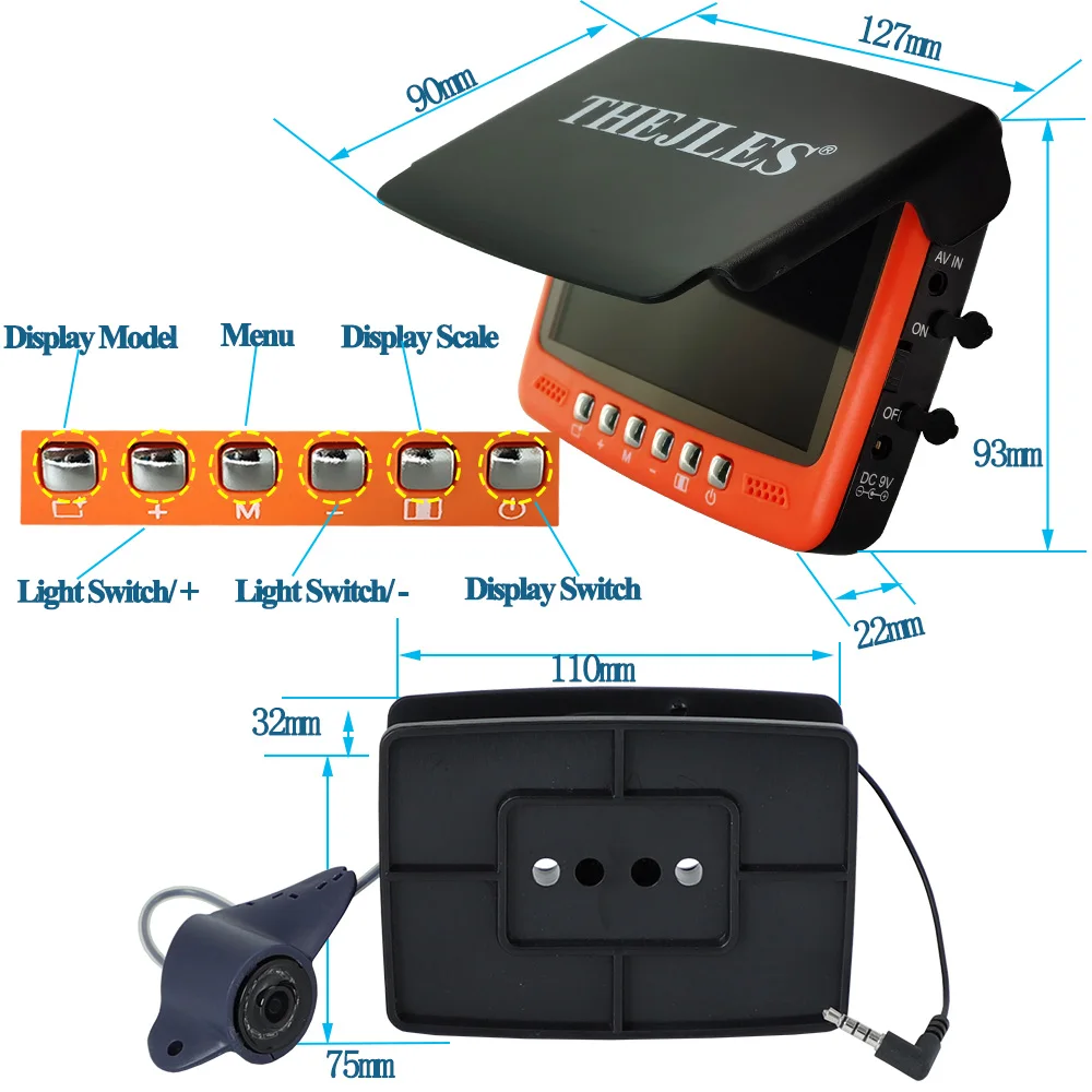 Видеоэхолот THEJLES для зимней рыбалки с ЖК-монитором 4 3 дюйма и кабелем 20 м