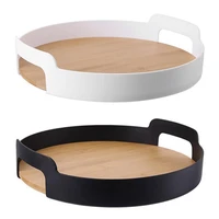 storage tray multifunctional fruit tea coffee display plate bamboo dish for home kitchen desktop decorative
